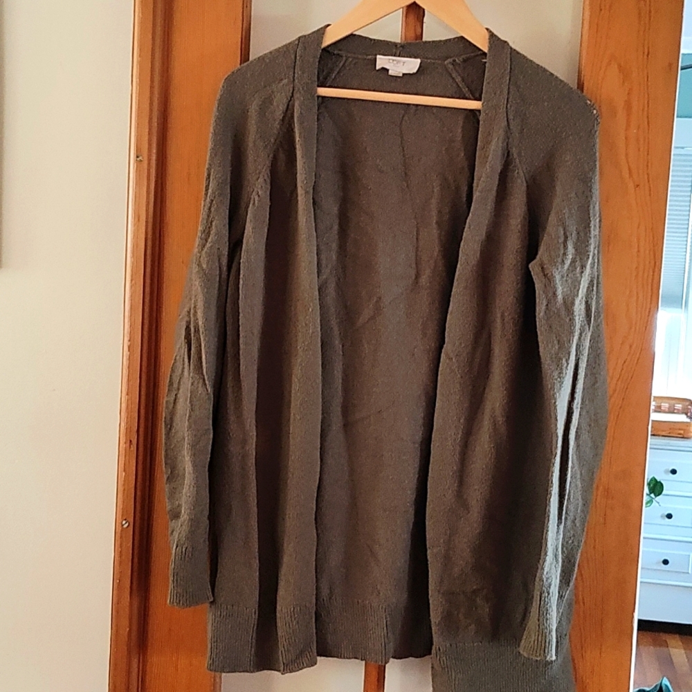 Olive Green Open front LOFT Cardigan